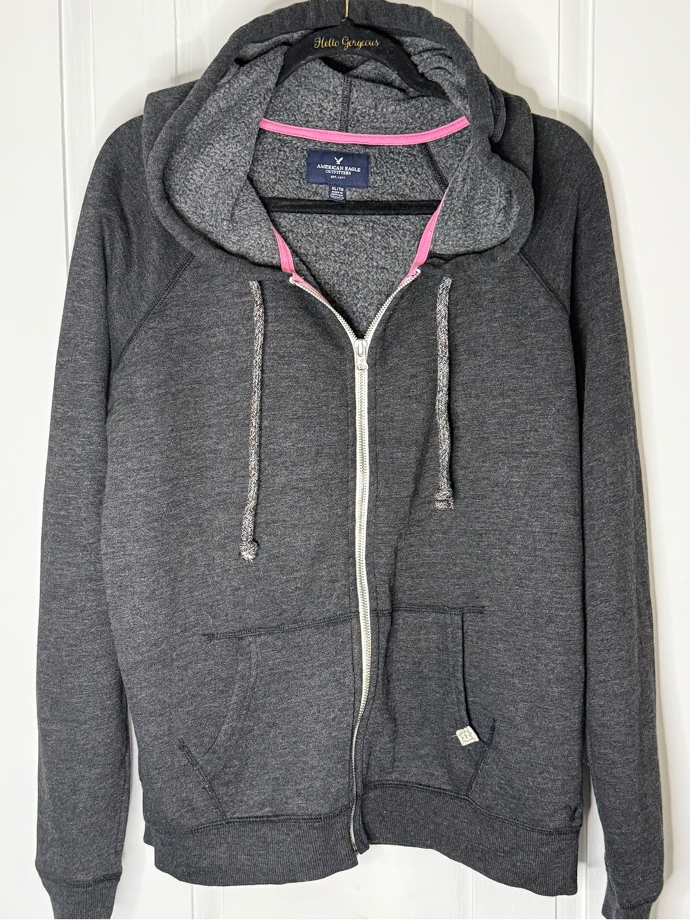 American Eagle Charcoal Gray Full-Zip Hoodie Sweatshirt - XL - Picture 9 of 9